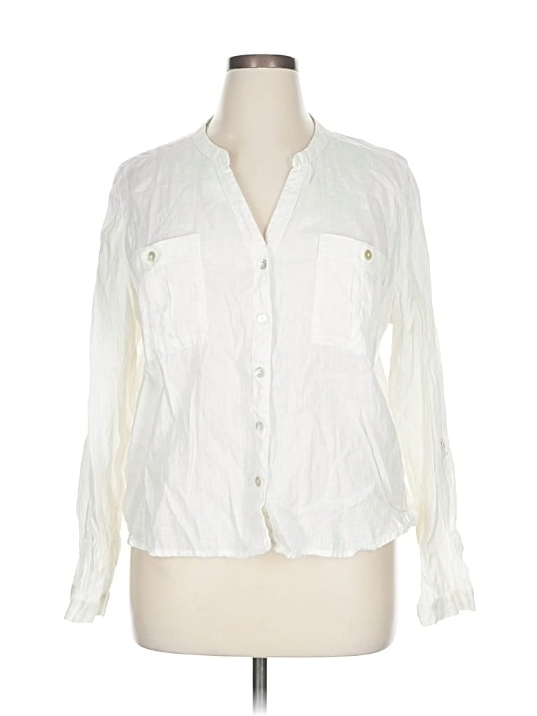Pre-owned Nicole Miller Long Sleeve Blouse In White