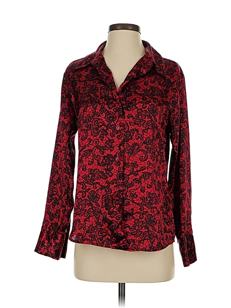 Pre-owned Jaclyn Smith Long Sleeve Blouse In Red