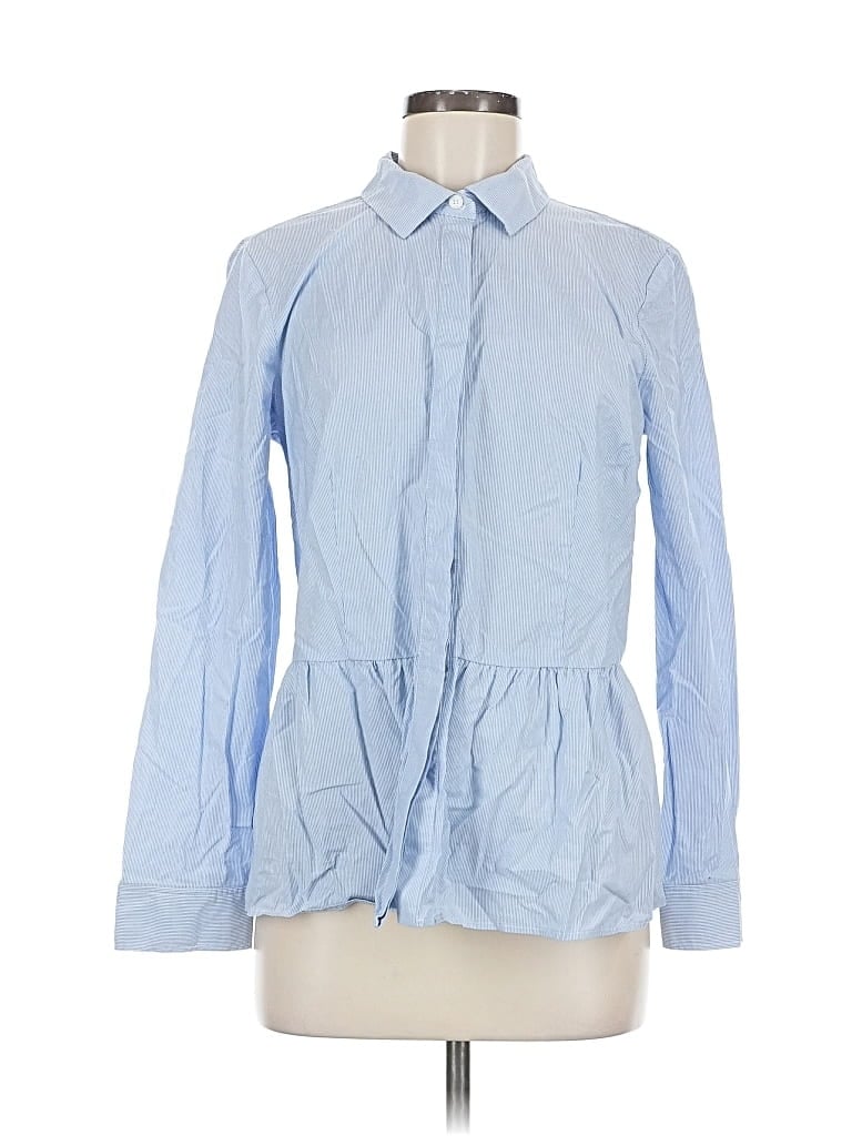 Pre-owned Talbots Long Sleeve Button Down Shirt In Blue