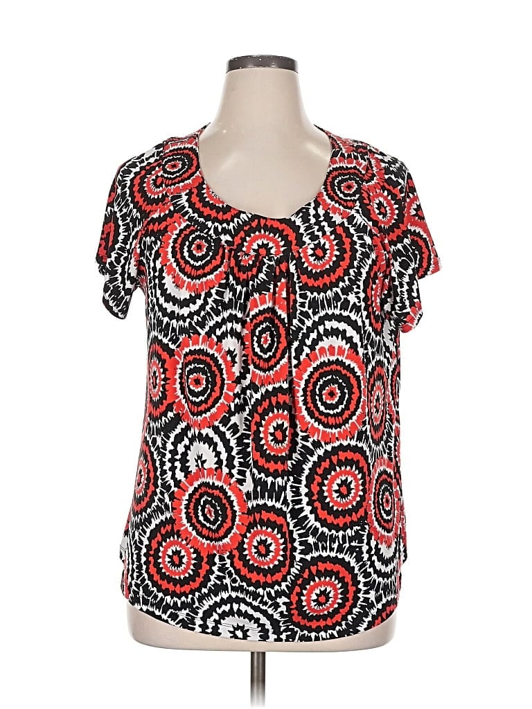 Pre-owned Ruby Rd. Short Sleeve Blouse In Red