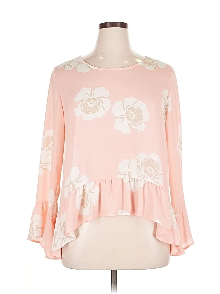 Pre-owned A.n.a. A New Approach Long Sleeve Blouse In Pink