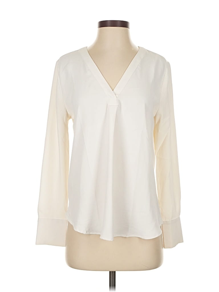 Pre-owned Ann Taylor Long Sleeve Blouse In White
