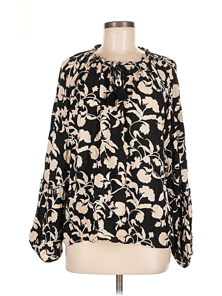 Pre-owned Knox Rose Long Sleeve Blouse In Black