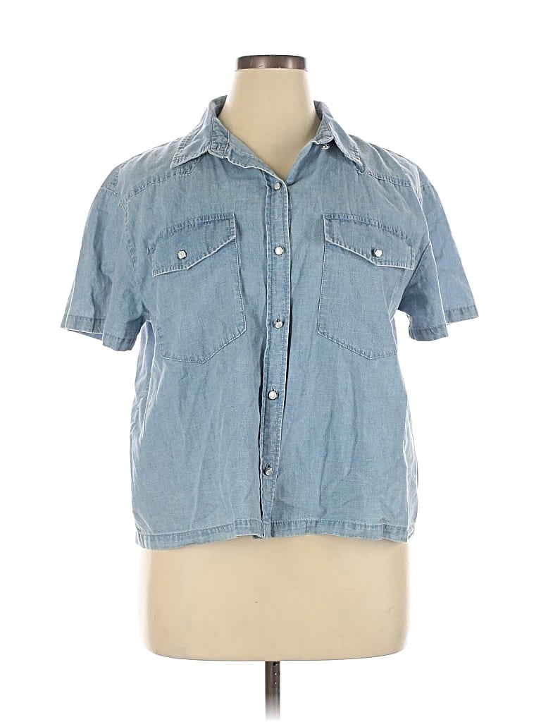 Pre-owned Jane And Delancey Short Sleeve Button Down Shirt In Blue