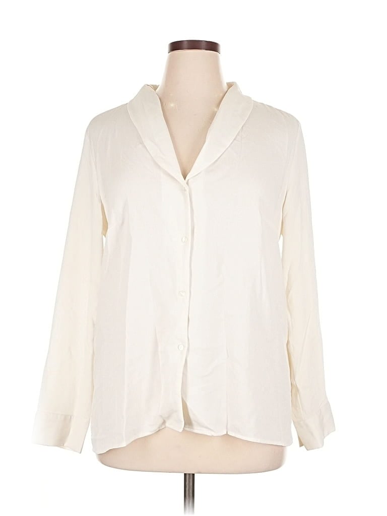 Pre-owned Ann Taylor Factory Long Sleeve Blouse In White