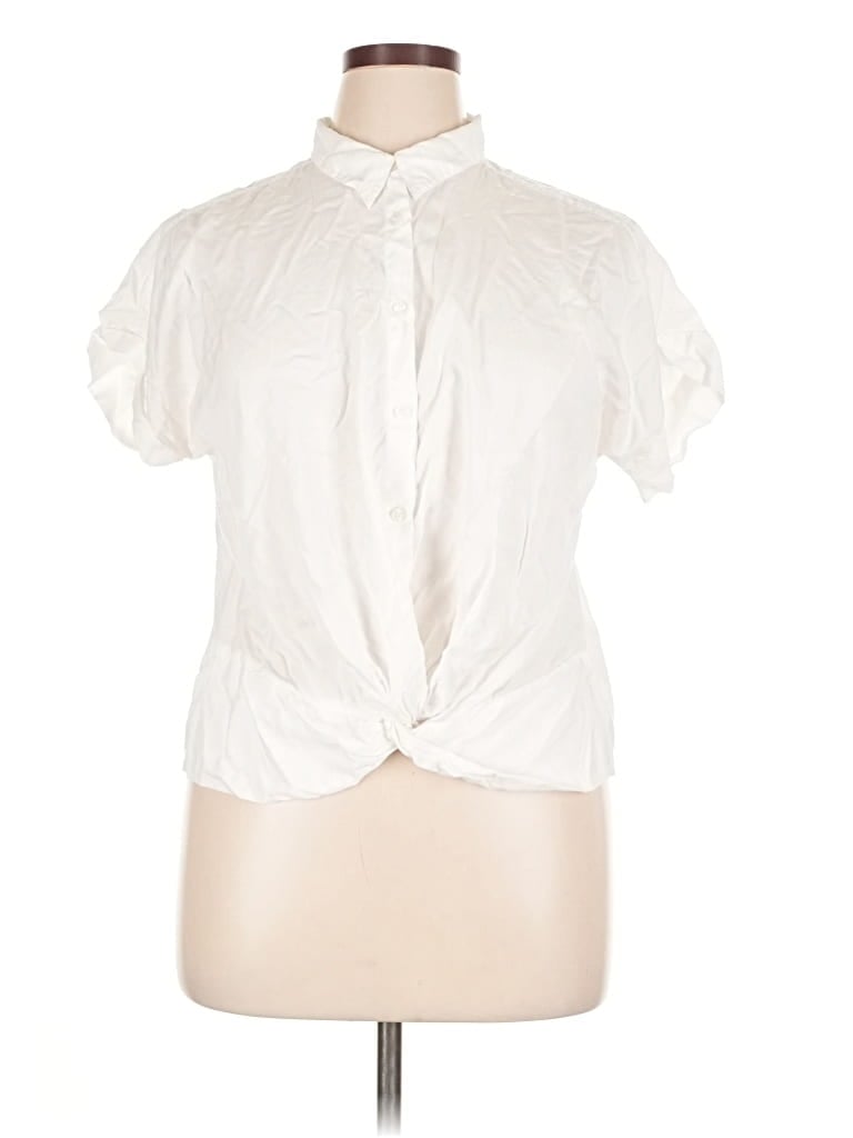 Pre-owned Lou & Grey For Loft Short Sleeve Blouse In White