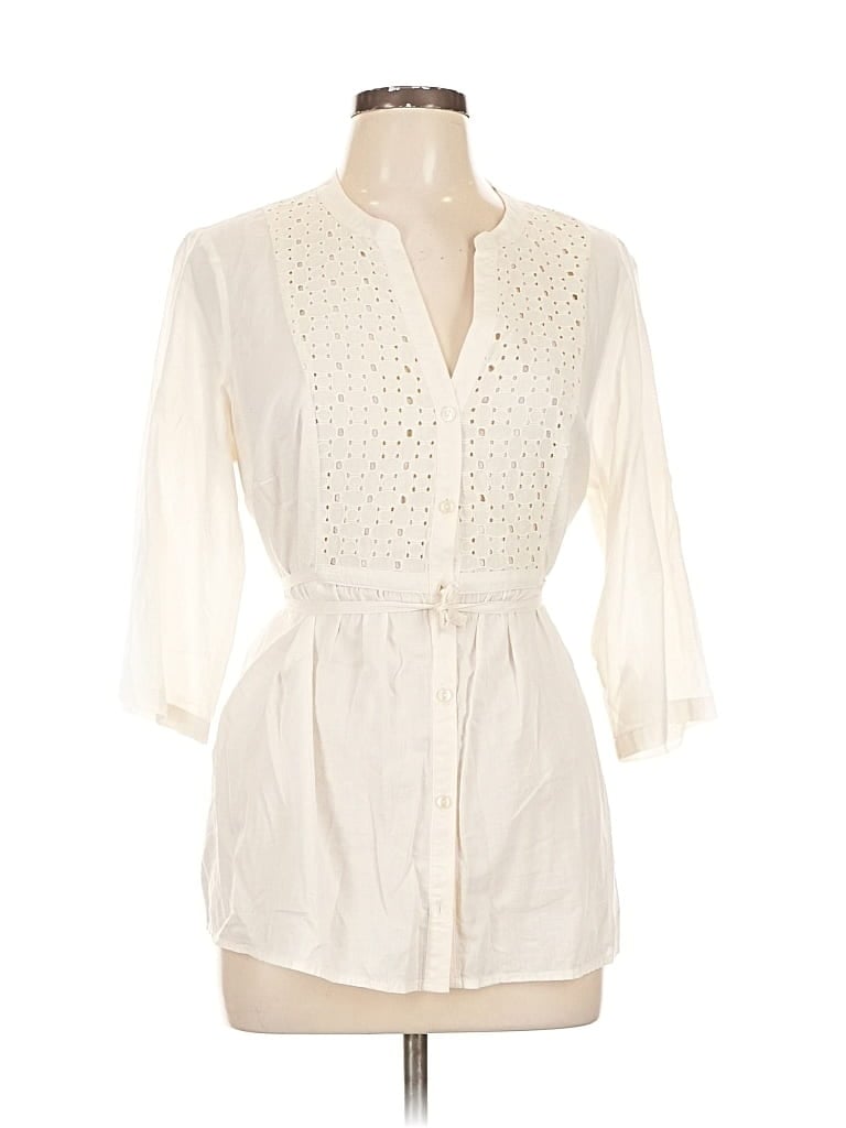 Pre-owned Sonoma Life + Style 3/4 Sleeve Blouse In White