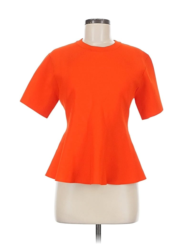 Pre-owned Proenza Schouler Short Sleeve Top Orange Solid Pattern Mock Neckline Tops