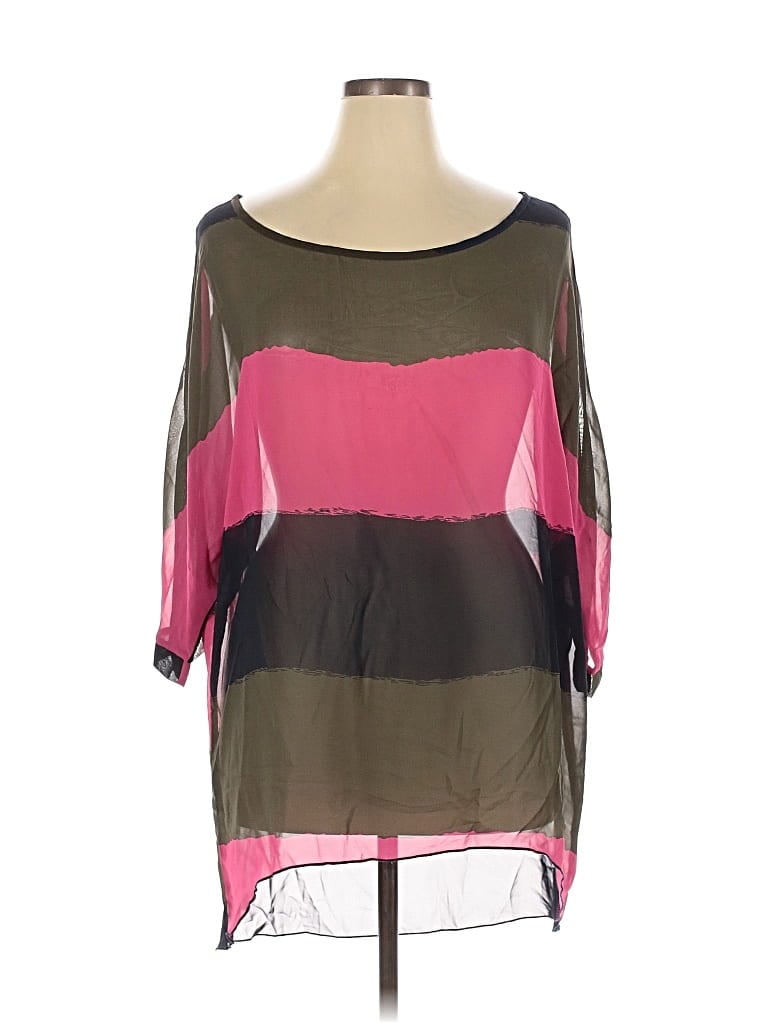 Pre-owned Allegra K 3/4 Sleeve Blouse In Pink