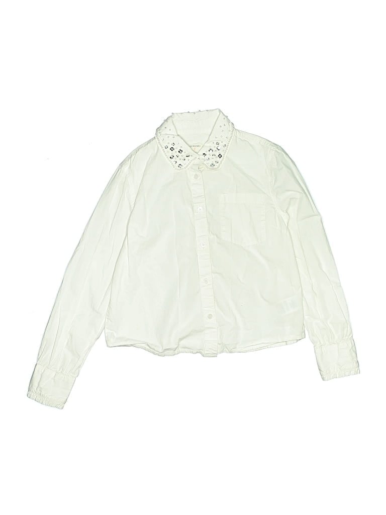Pre-owned Crewcuts Kids' Long Sleeve Blouse In White