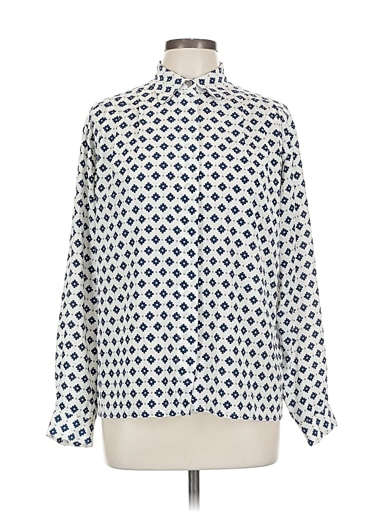 Pre-owned Evan Picone Long Sleeve Blouse In White