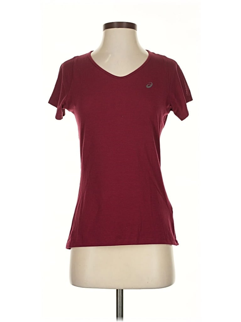 Pre-owned Asics Active T-shirt In Burgundy