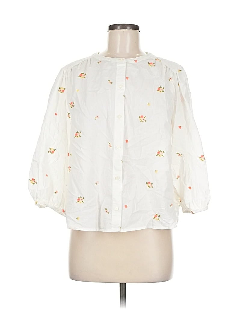 Pre-owned Old Navy 3/4 Sleeve Blouse In White