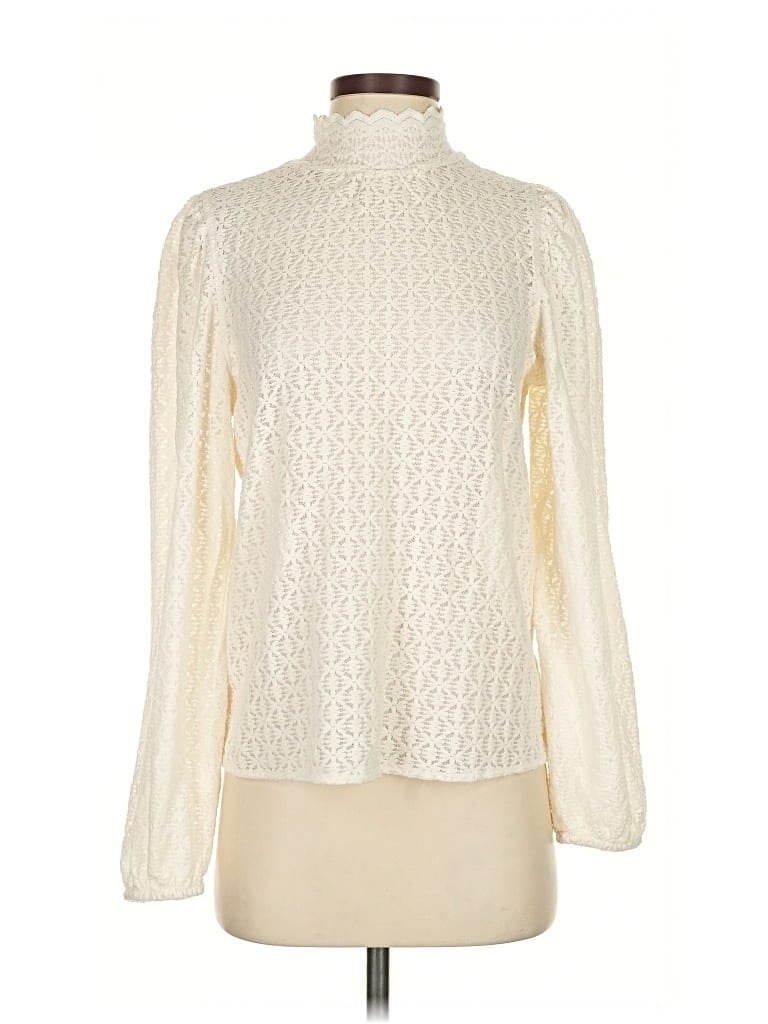 Pre-owned Ann Taylor Loft Long Sleeve Blouse In White