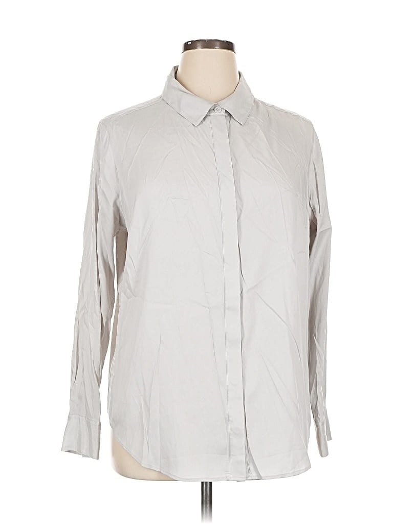 Pre-owned Universal Standard Long Sleeve Button Down Shirt In Gray
