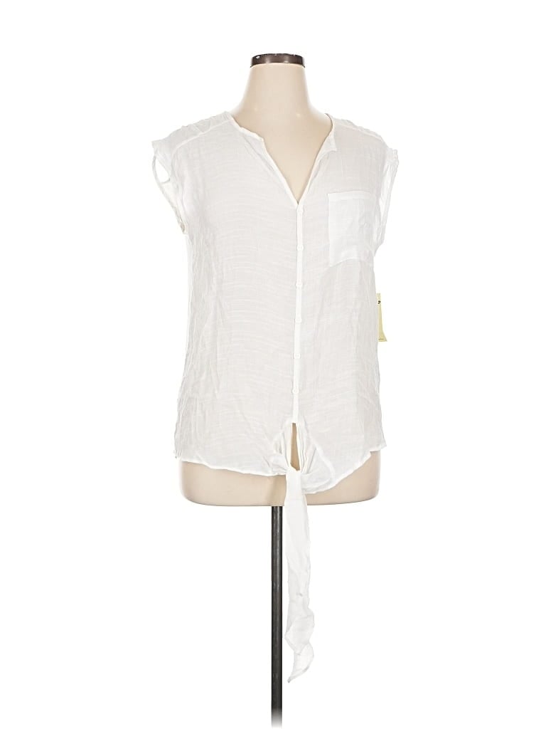 Pre-owned Perseption Concept Sleeveless Button Down Shirt In White