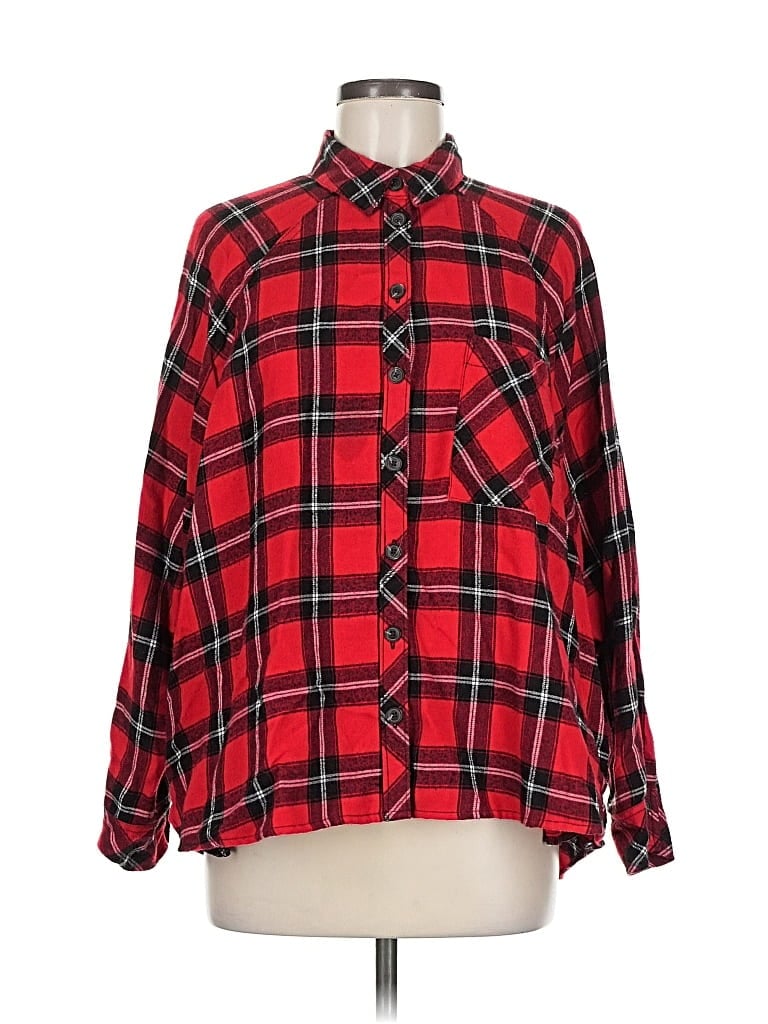 Pre-owned Wild Fable Long Sleeve Button Down Shirt In Red