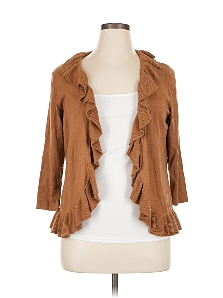 Pre-owned Evan Picone 3/4 Sleeve Blouse In Brown