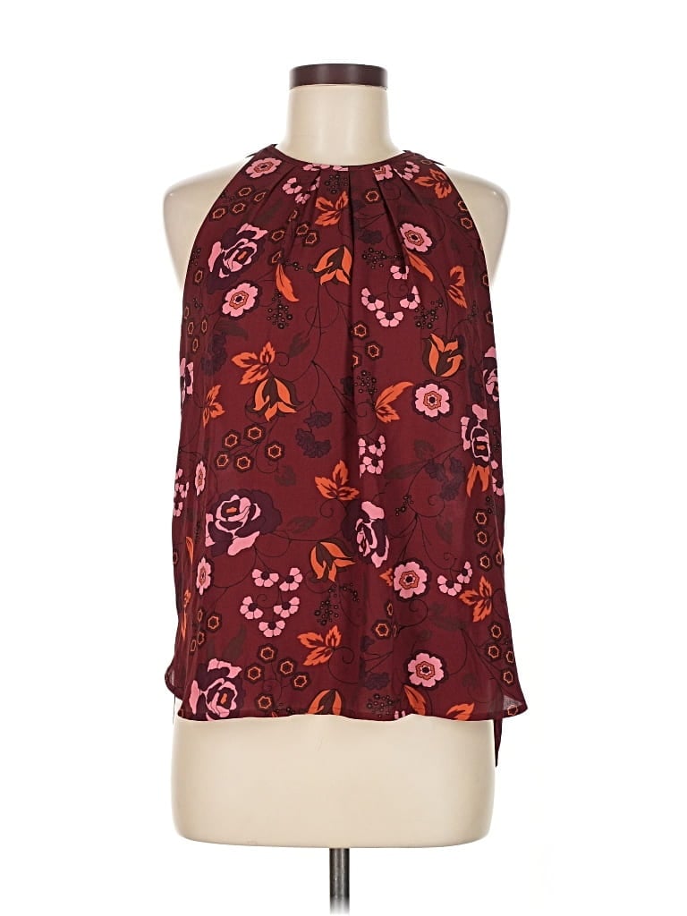 Pre-owned Carolina Belle Sleeveless Blouse In Burgundy
