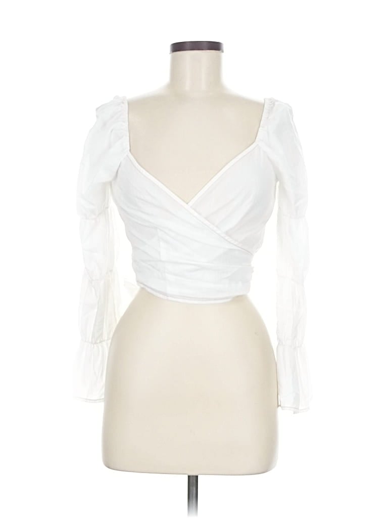 Pre-owned Moon River 3/4 Sleeve Blouse In White