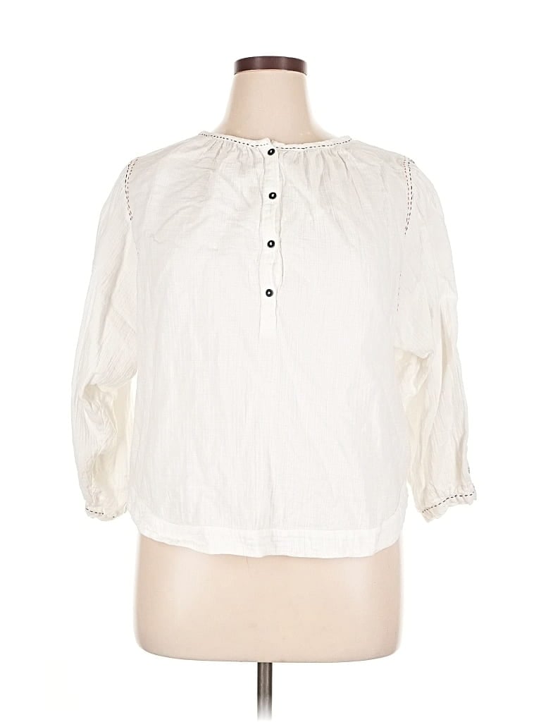 Pre-owned Velvet By Graham & Spencer 3/4 Sleeve Blouse In White