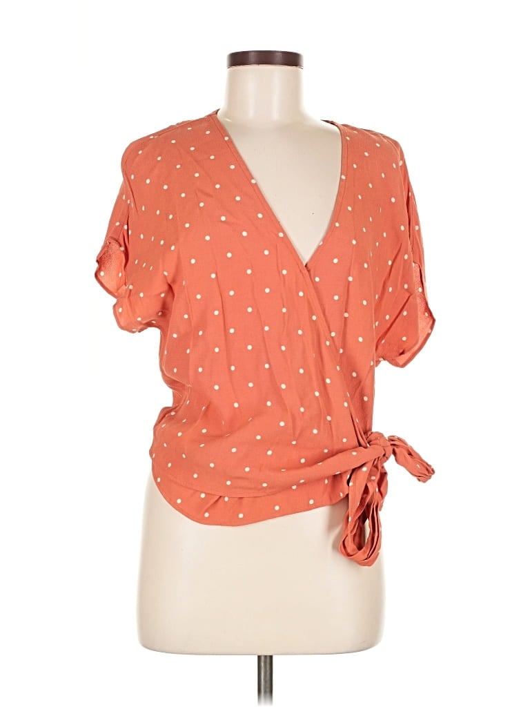 Pre-owned Madewell Short Sleeve Blouse In Orange