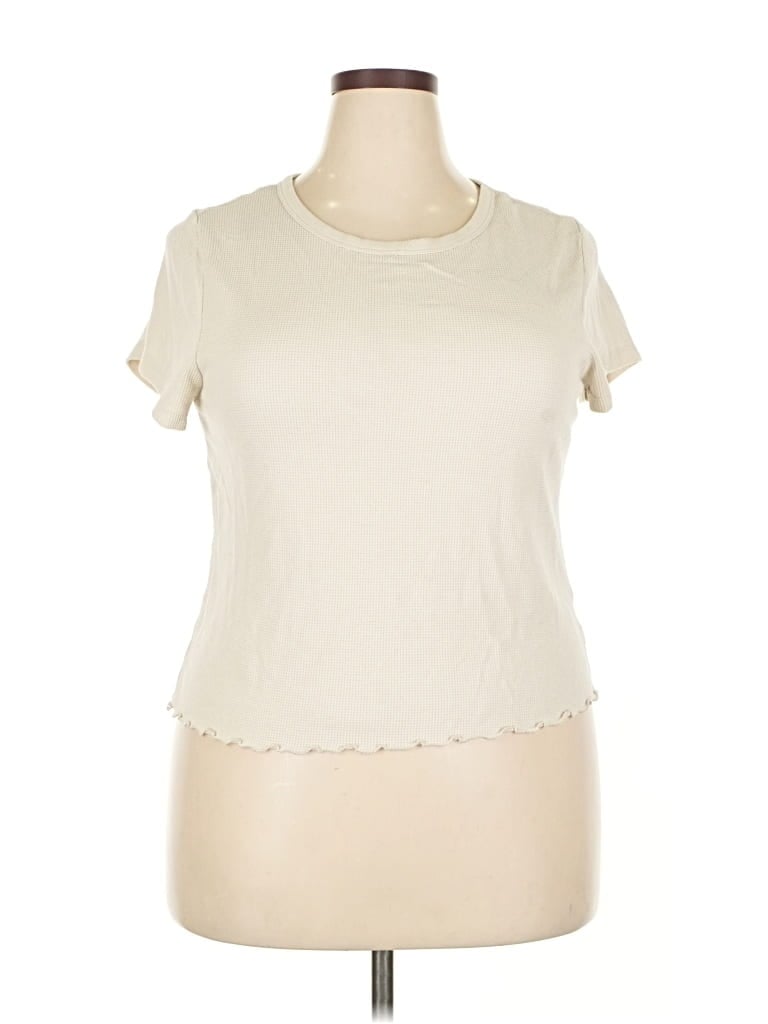Pre-owned Old Navy Short Sleeve Top Ivory Keyhole Neckline Tops In White