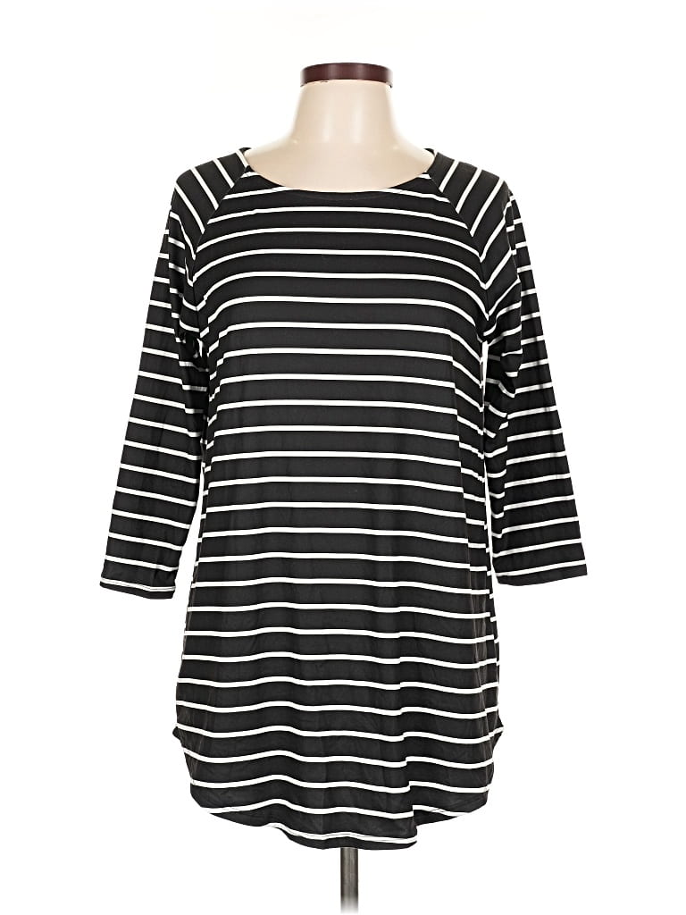 Pre-owned Reborn J 3/4 Sleeve Top Black Boatneck Tops