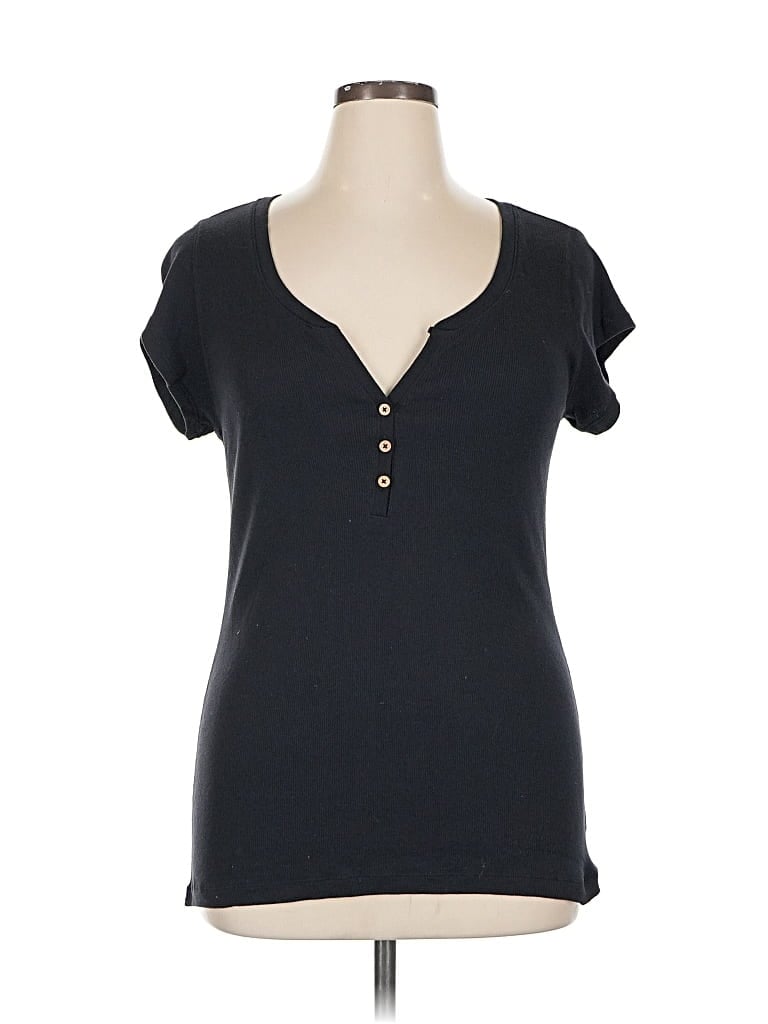 Pre-owned Old Navy Short Sleeve Henley Shirt In Black