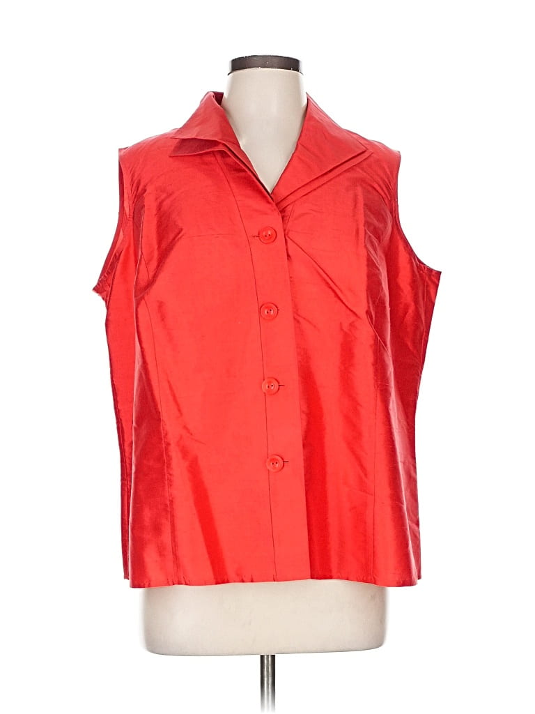Pre-owned Talbots Sleeveless Silk Top Red Cold Shoulder Neckline Tops