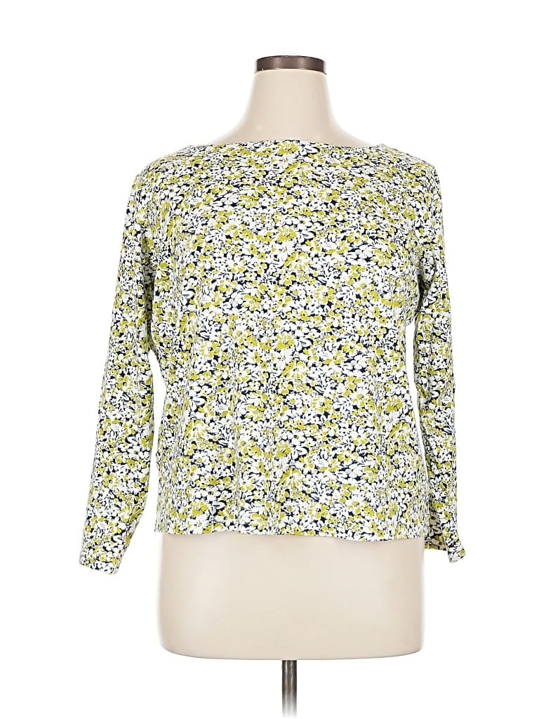 Pre-owned Jones New York Signature 3/4 Sleeve T-shirt In Yellow