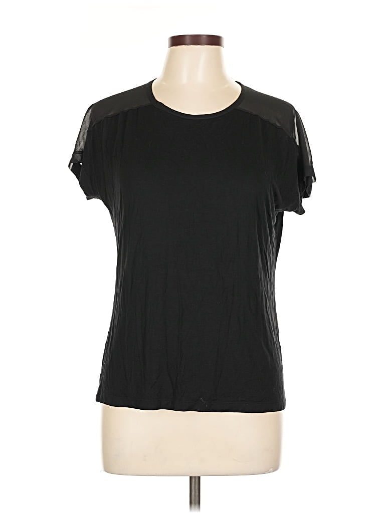 Pre-owned The Limited Short Sleeve Top Black Keyhole Neckline Tops