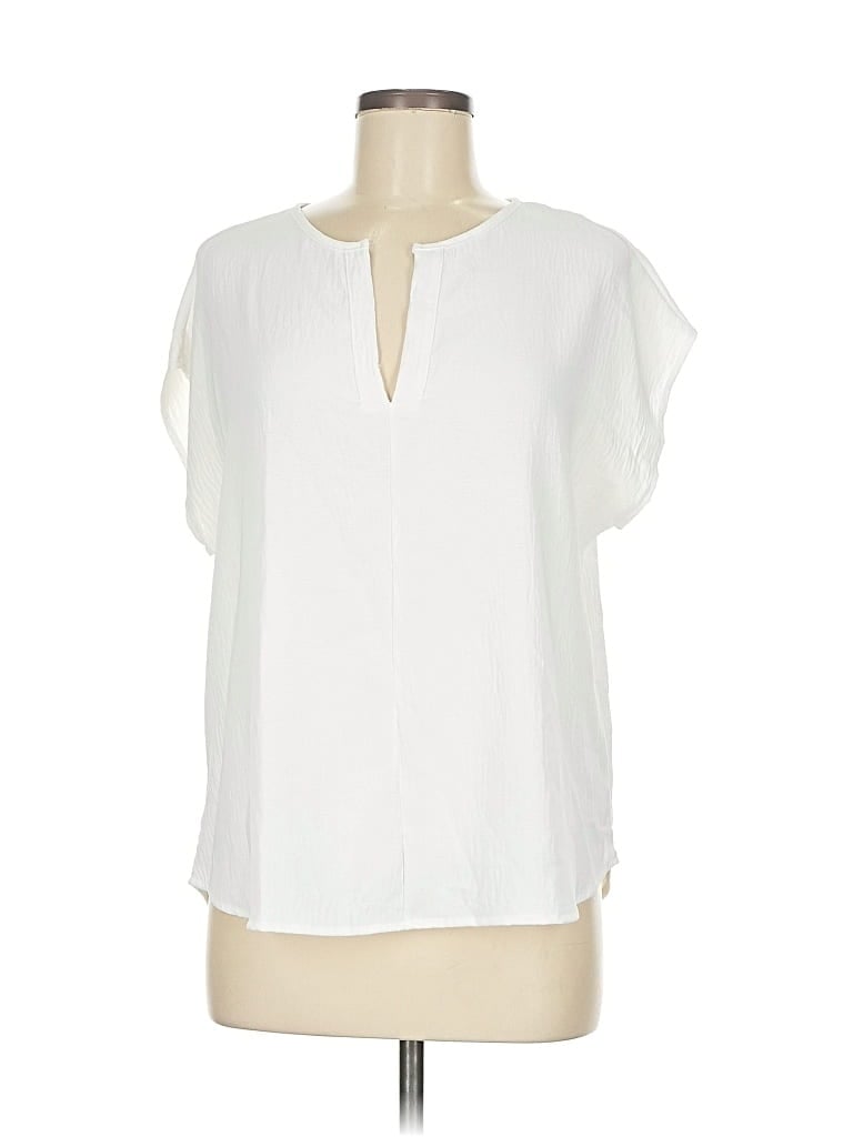 Pre-owned Mia + Tess Short Sleeve Blouse In White
