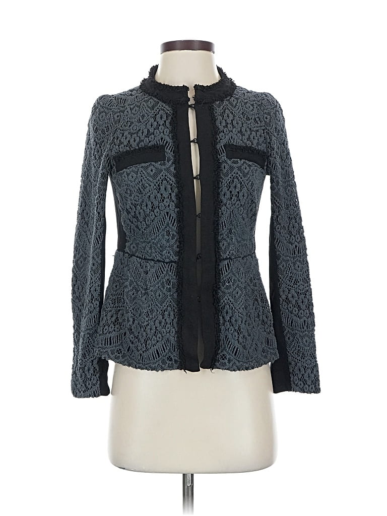 Pre-owned Nanette Lepore Long Sleeve Top Gray Keyhole Neckline Tops