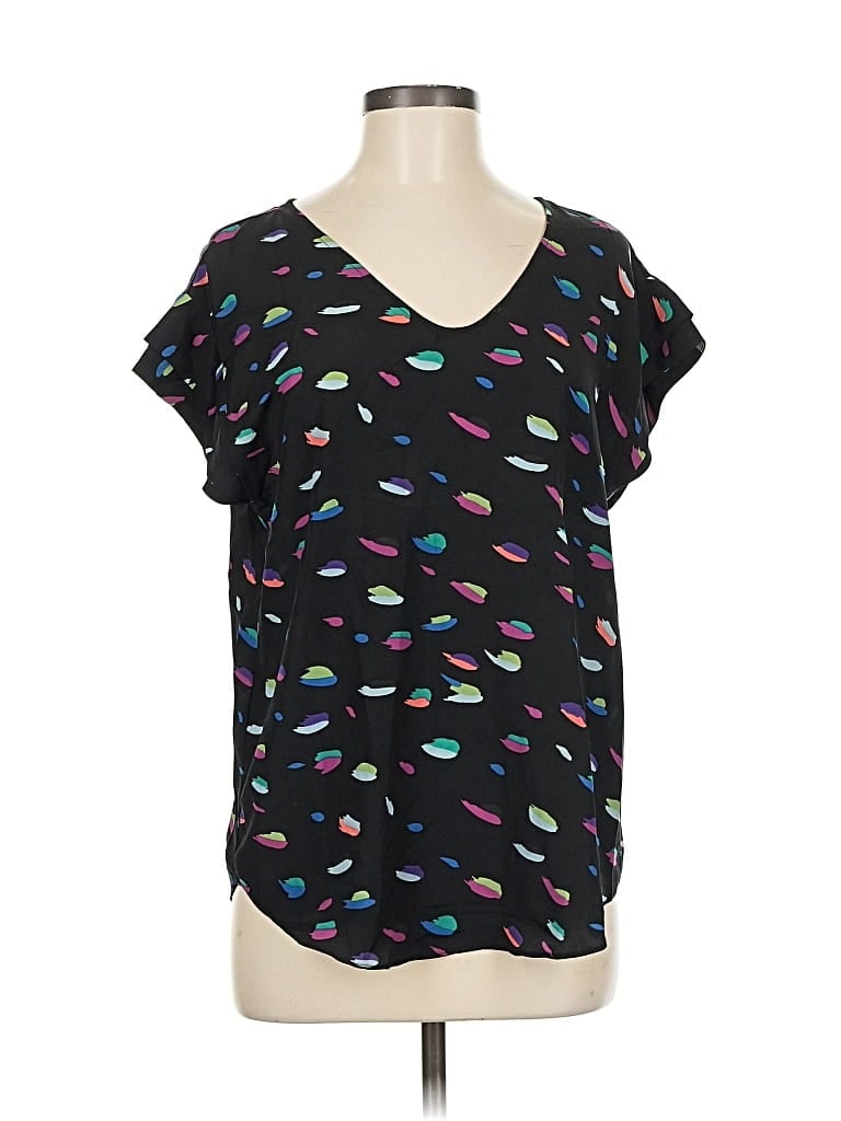 Pre-owned Bcbgeneration Short Sleeve Top Black V Neck Tops