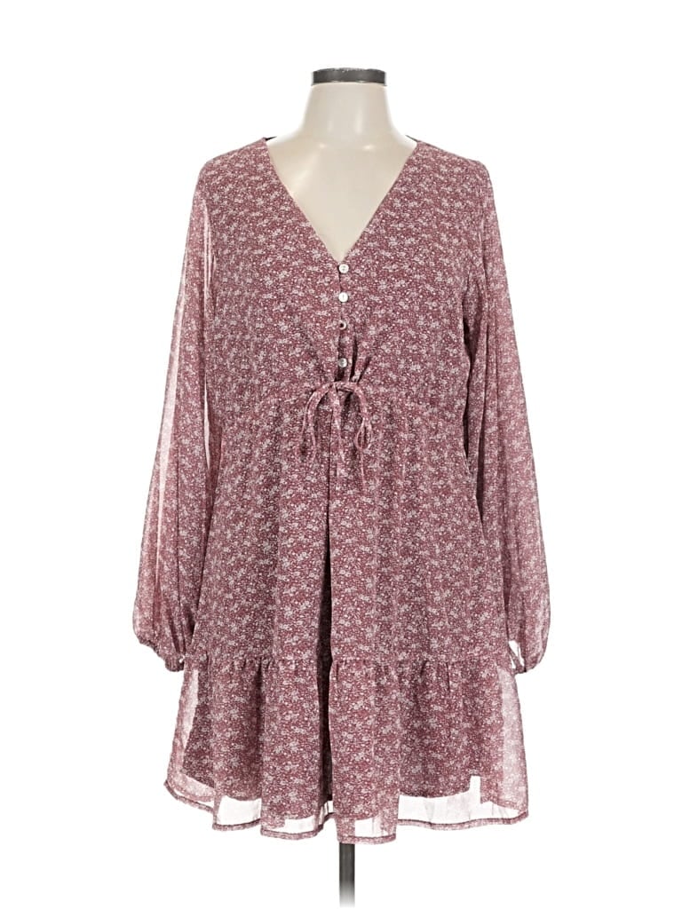 Pre-owned Wishlist Apparel Casual Dress In Burgundy