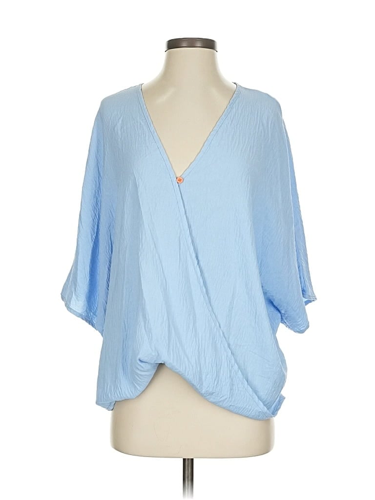 Pre-owned Unbranded 3/4 Sleeve T-shirt In Blue