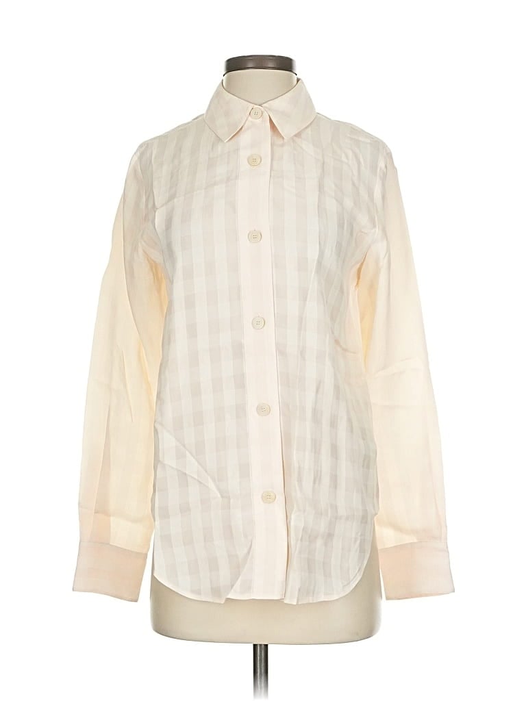 Pre-owned Theory Long Sleeve Blouse In White