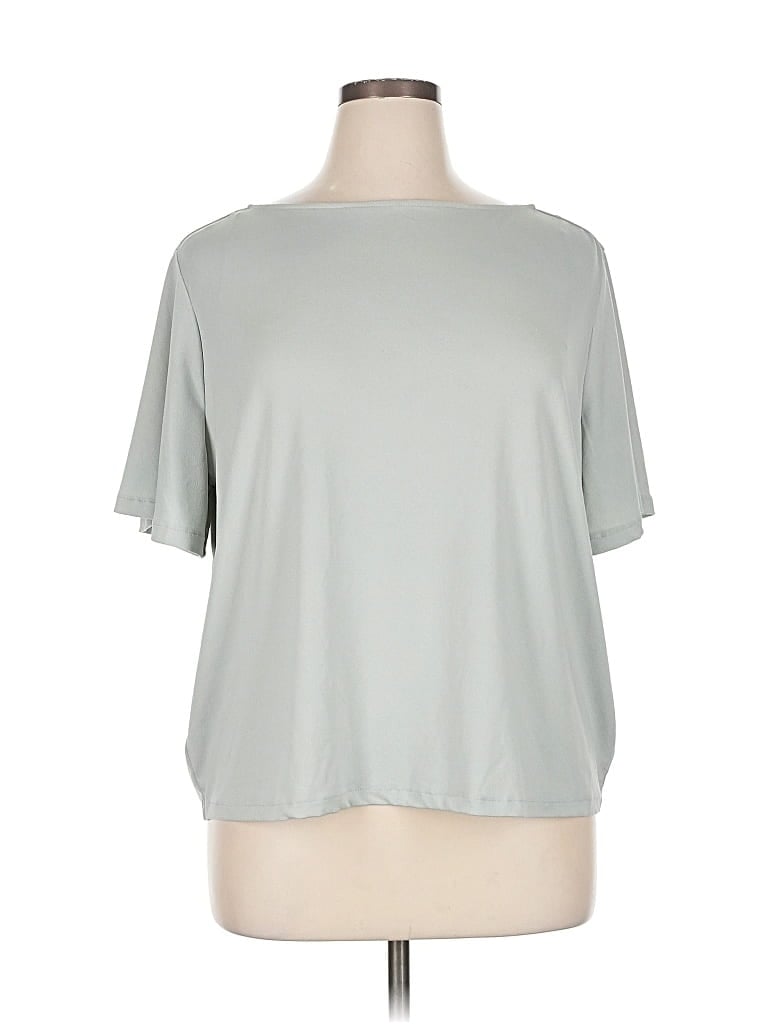 Pre-owned H&m Short Sleeve Top Teal Crew Neck Tops In Blue