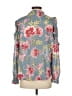 Ann Taylor LOFT 100% Polyester Floral Blue Long Sleeve Blouse Size XS - photo 2