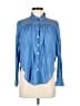 Wrap 100% Cotton Blue Long Sleeve Blouse Size 6 - photo 1