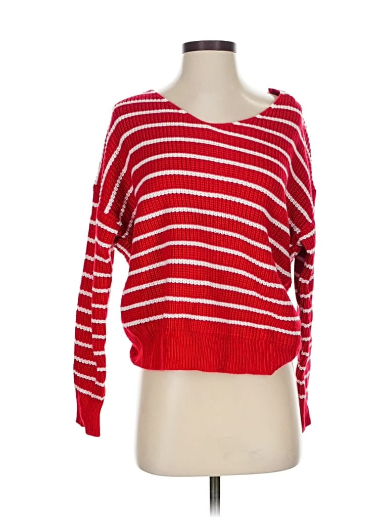 Pre-owned Main Strip Pullover Sweater In Red