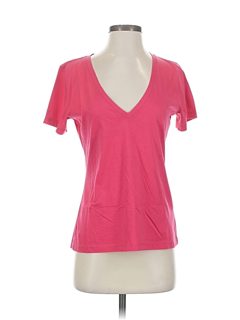 Pre-owned 7 For All Mankind Short Sleeve T-shirt In Pink