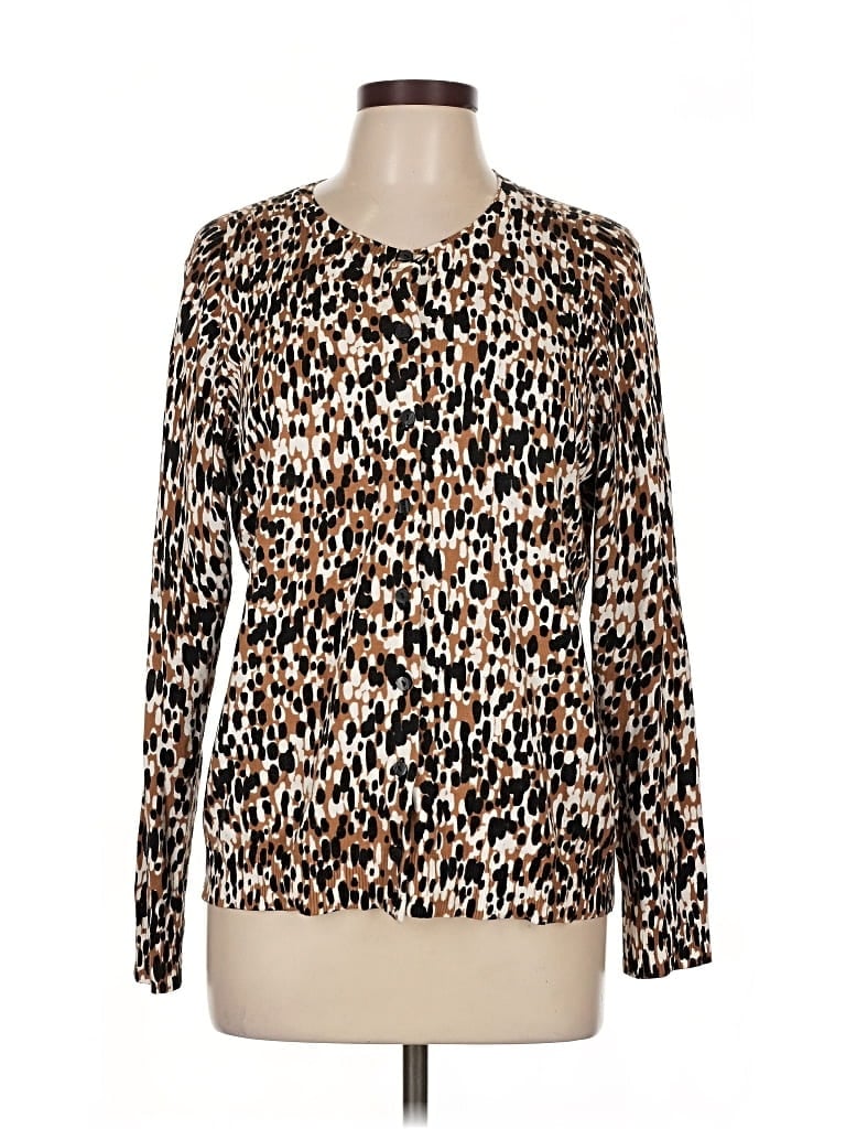 Pre-owned Karen Scott Cardigan Sweater In Brown