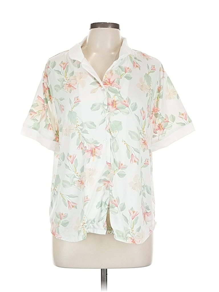 Pre-owned Flora Nikrooz Short Sleeve Blouse In White