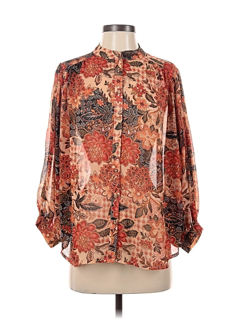 Pre-owned Vici Long Sleeve Blouse In Brown
