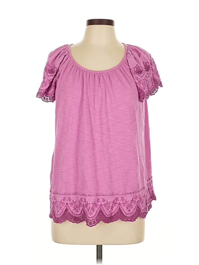 Pre-owned Style & Co Short Sleeve Top Pink Sweetheart Neckline Tops