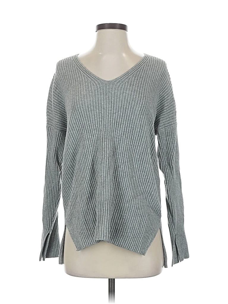 Pre-owned Abercrombie & Fitch Long Sleeve Top Gray V Neck Tops