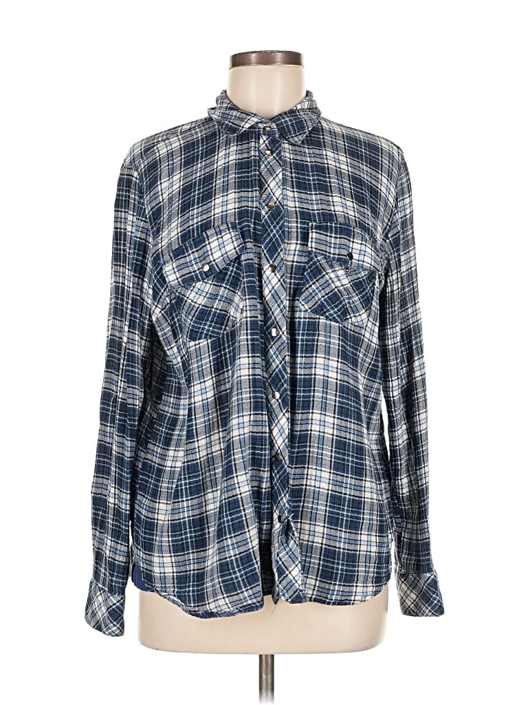 Pre-owned Kut From The Kloth Long Sleeve Button Down Shirt In Blue