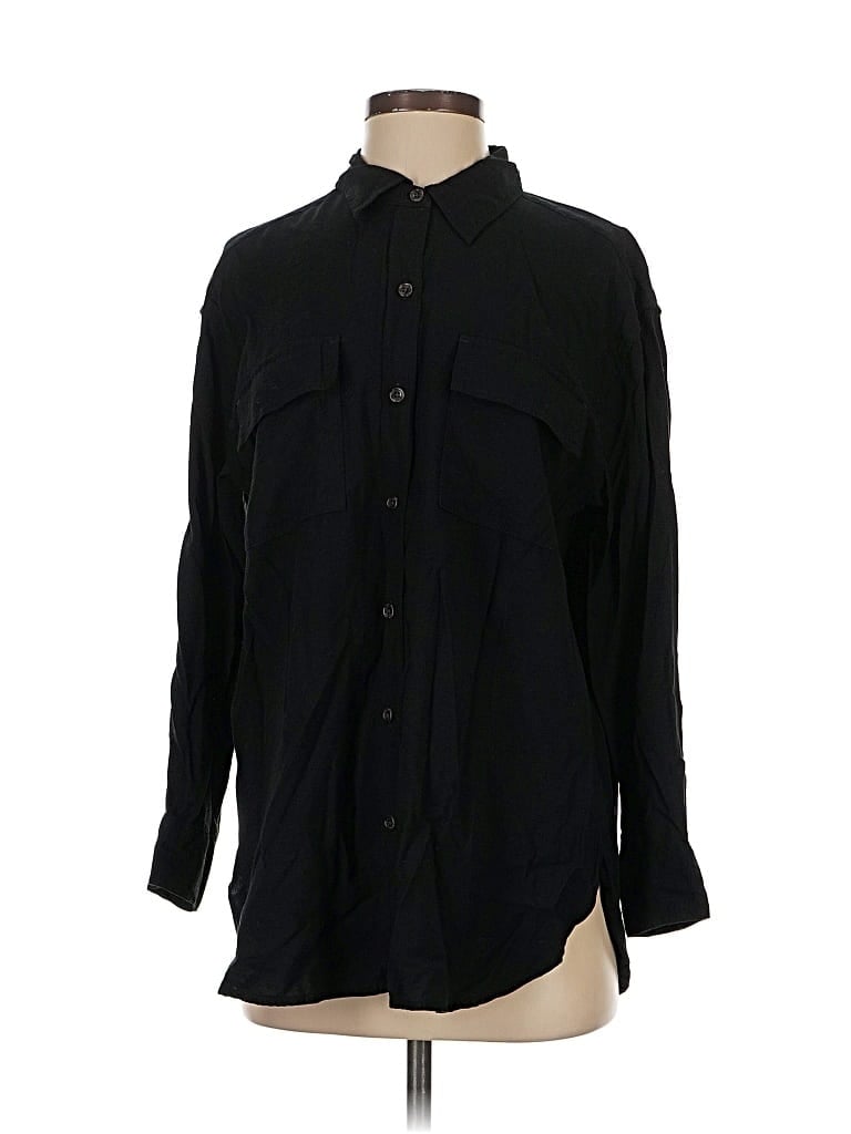 Pre-owned Banana Republic Factory Store Long Sleeve Button Down Shirt In Black